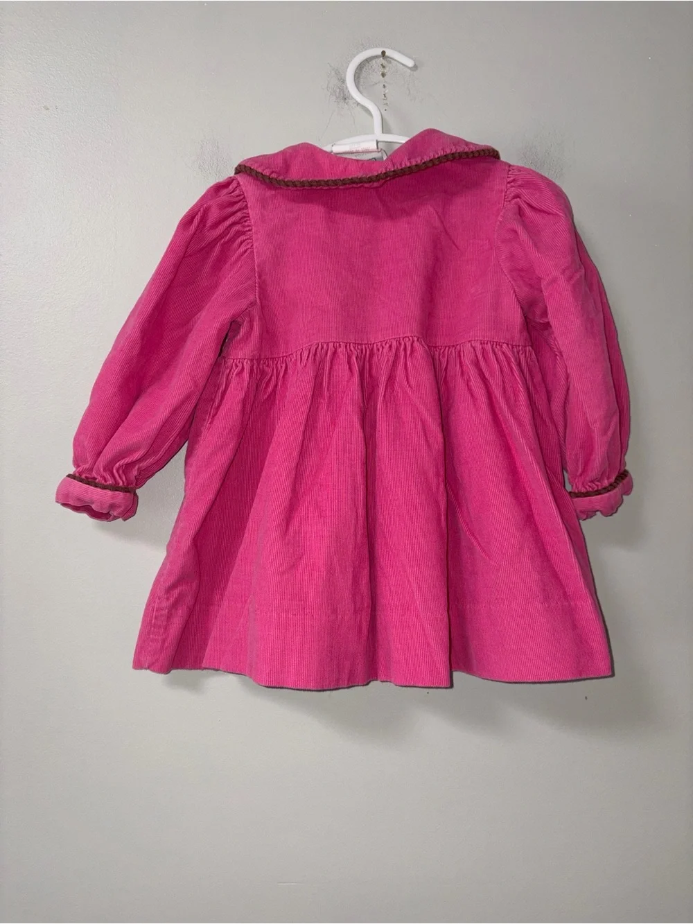 Peaches ‘N Cream Pink Courdory Collared Hot Chocolate Embroidered Dress Vtg 24M
